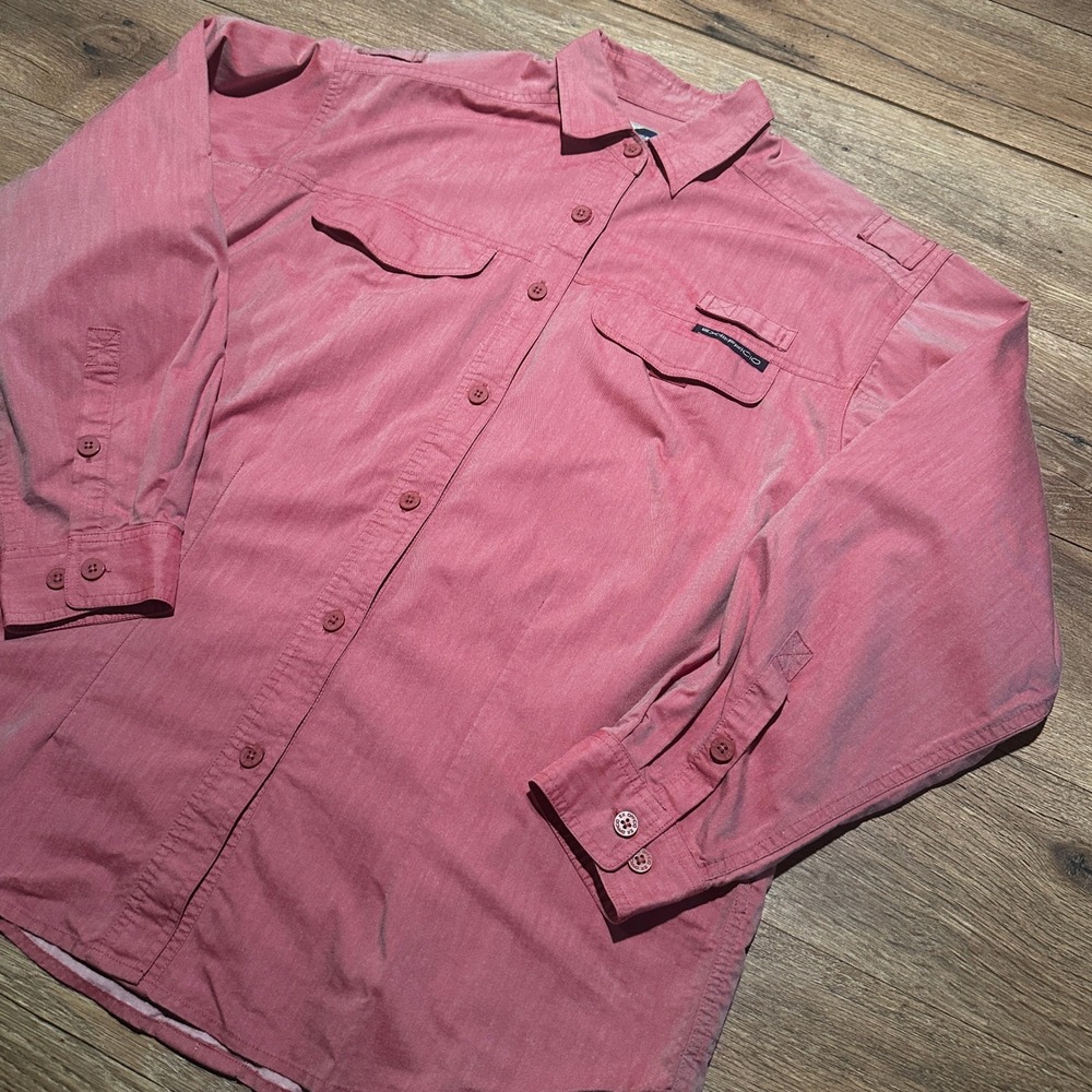 ExOfficio Pink Adventure Travel Button Up Shirt Women Large